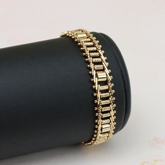 "Elegant Rose Gold Plated Textured Chain Bracelet, XPBL0867 - Picture 10 of 13